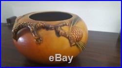 Vintage 1930's Roseville Art Pottery Brown/Orange/Green Pine Cone Bowl 278-4