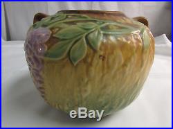 Vintage 1930's Roseville Art Pottery Wisteria Tan Bowl Vase 5 x 6.25 LOOK