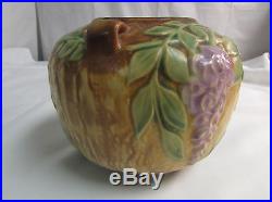 Vintage 1930's Roseville Art Pottery Wisteria Tan Bowl Vase 5 x 6.25 LOOK
