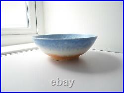 Vintage 1930's Ruskin Pottery Crystalline Blue White & Orange Bowl
