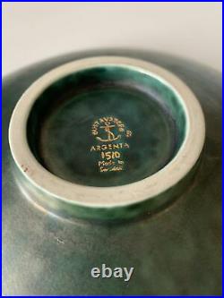 Vintage 1930s Gustavsberg Argenta Art Pottery Footed Bowl WithSilver Overlay Kage