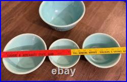 Vintage 1930s Homer Laughlin Apple Tree Nesting Mixing Bowls Aqua Blue Set of 4