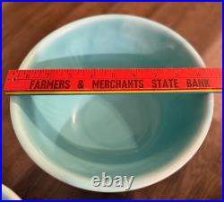 Vintage 1930s Homer Laughlin Apple Tree Nesting Mixing Bowls Aqua Blue Set of 4