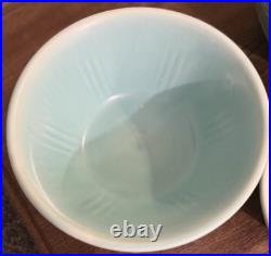 Vintage 1930s Homer Laughlin Apple Tree Nesting Mixing Bowls Aqua Blue Set of 4