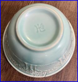 Vintage 1930s Homer Laughlin Apple Tree Nesting Mixing Bowls Aqua Blue Set of 4 Vintage 1930s Homer Laughlin Apple Tree Nesting Mixing Bowls Aqua Blue Set of 4