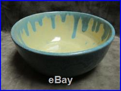 Vintage 1938 Texas A&M Art Pottery Student Bowl Vase Blue Yellow Rare item