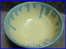 Vintage 1938 Texas A&M Art Pottery Student Bowl Vase Blue Yellow Rare item