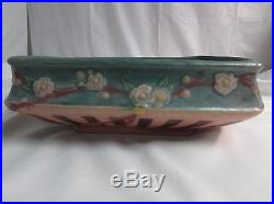 Vintage 1940's Roseville Art Pottery Green Cherry Blossom Console Bowl 240-8