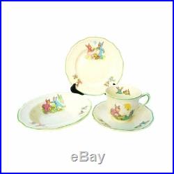 Vintage 1940s Alfred Meakin Pixieware Plate Saucer Cup Bowl Bunny Rabbit Tea Set