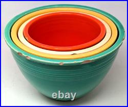 Vintage 1940s Homer Laughlin Fiesta Ware Stoneware Nesting Mixing Bowls 4 Set