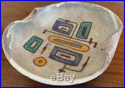 Vintage 1960s Abstract Shapes Decorative Ceramic Bowl Mid Century Modern Italy