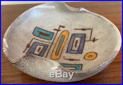 Vintage 1960s Abstract Shapes Decorative Ceramic Bowl Mid Century Modern Italy
