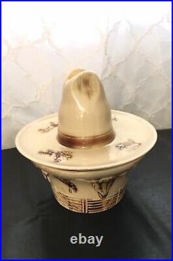 Vintage 1960s McCoy El Rancho Western Cowboy Rodeo Ceramic Bowl and Hat Serving
