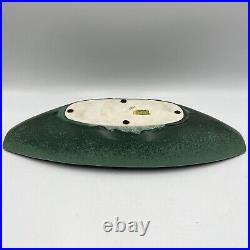 Vintage 1965 Rookwood Pottery Matte Emerald Green Long Bowl 7200