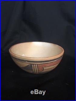 Vintage 1967 Hopi Pueblo Indian Polychrome Pottery Bowl