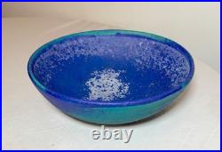 Vintage 1970's Francesca Mascitti-Lindh Arabia blue green pottery bowl sculpture
