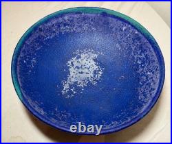 Vintage 1970's Francesca Mascitti-Lindh Arabia blue green pottery bowl sculpture
