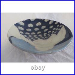 Vintage 1970's Handmade Extremely Large Cloud Pottery Bowl Signed By Artist