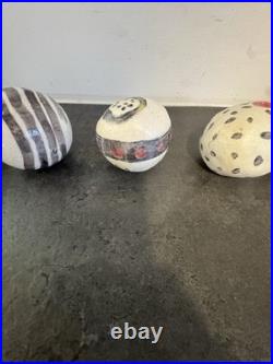 Vintage 1980s Studio Art Pottery Ceramic Bowl With 8 Rattles By Cybele Rowe
