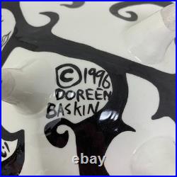 Vintage 1996 Doreen Baskin Art Pottery Avant Garde Surrealist Faces Footed Bowl