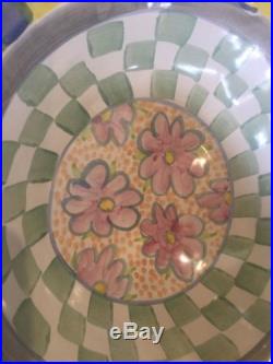 Vintage 1997 MacKenzie Childs Myrtle Hand painted Compote Bowl Centerpiece