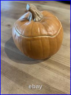 Vintage 1999 Patricia Garrett Orange Pumpkin Small Bowl With Lid-never used