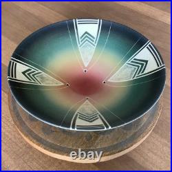 Vintage 2000 Wayne Bates Studio Art Pottery Sgraffito Carved Design Bowl Platter