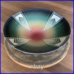Vintage 2000 Wayne Bates Studio Art Pottery Sgraffito Carved Design Bowl Platter