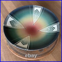 Vintage 2000 Wayne Bates Studio Art Pottery Sgraffito Carved Design Bowl Platter