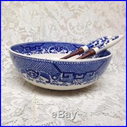 Vintage, 3-pc Blue Willow Party Pasta or Salad Bowl Set 4inT x 10in D