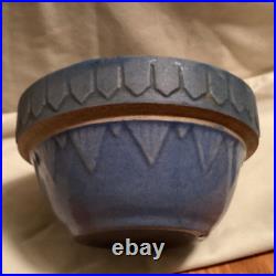 Vintage 4 1/4 UHL Pottery SMALLEST Blue Picket Fence Bowl HUNTINGBURG INDIANA