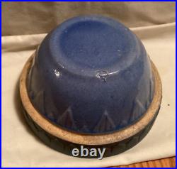 Vintage 4 1/4 UHL Pottery SMALLEST Blue Picket Fence Bowl HUNTINGBURG INDIANA