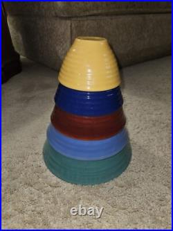 Vintage 5 Bauer Pottery Nest Ringware Mixing / Nesting Bowls 5 To 9