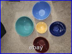 Vintage 5 Bauer Pottery Nest Ringware Mixing / Nesting Bowls 5 To 9