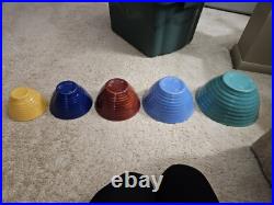 Vintage 5 Bauer Pottery Nest Ringware Mixing / Nesting Bowls 5 To 9