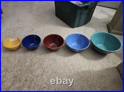 Vintage 5 Bauer Pottery Nest Ringware Mixing / Nesting Bowls 5 To 9
