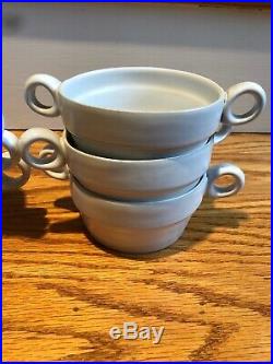 Vintage 6 Bennington Pottery 1765 David Gil Double Handled Soup Bowls