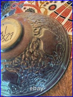 Vintage 70s California Pottery Signed Decorative Ceramic Bowl Large
