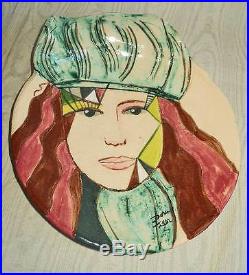 Vintage 70s Modernist Pottery Ceramic Head Face Beautiful Female Bowl Dora Fiser