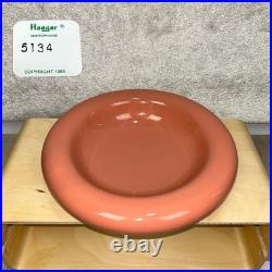 Vintage 80's Haeger Art Pottery 13in Mauve Pink Rolled Edge Round Catch All Bowl