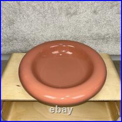 Vintage 80's Haeger Art Pottery 13in Mauve Pink Rolled Edge Round Catch All Bowl