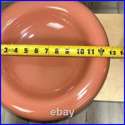 Vintage 80's Haeger Art Pottery 13in Mauve Pink Rolled Edge Round Catch All Bowl