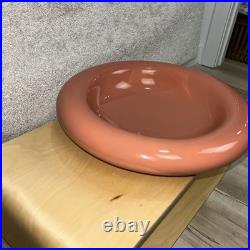 Vintage 80's Haeger Art Pottery 13in Mauve Pink Rolled Edge Round Catch All Bowl