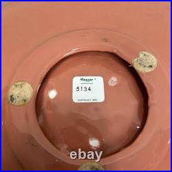 Vintage 80's Haeger Art Pottery 13in Mauve Pink Rolled Edge Round Catch All Bowl