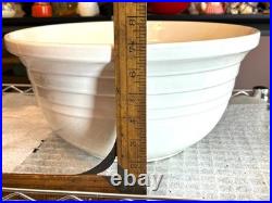 Vintage 8 Qt Friendship Pottery FP Roseville Ohio White Banded 14 Bowl USA