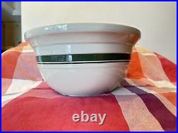 Vintage! 8 Qt Roseville Ohio Green Stripe Pottery Mixing Bowl USA