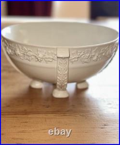 Vintage 8 Wedgwood Embossed Queen's Ware footed serving bowl. Cir 1900