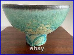 Vintage ABDO NAGI Large Footed Bowl stunning glaze effect (repaired). Signed