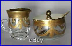Vintage ARTE ITALICA Gold glass Creamer Sugar Bowl Made In Italy Neiman Marcus
