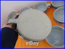 Vintage ARTIST DALE NEESE Pottery 9 Pc Handled BOWLS withCOVERED SERVING DISH